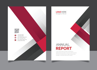 Professional Modern Annual Report Cover Design Template with Geometric Shapes and Red Accents
