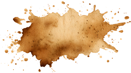 brown watercolor paint splash spot isolated on white background, HD realistic