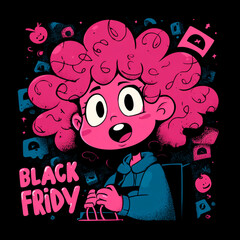 Playful Cartoon Style Black Friday Banner with Bright Colors