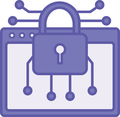 Colored Encryption Icon. Vector Illustration. Padlock and Application. Process of Encrypting Information to Prevent Unauthorized Access. Password and Data Security Concept
