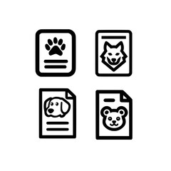 Vector Text Document Featuring Animal Set with Dog Wolf Panda and Stylized Paw Icons