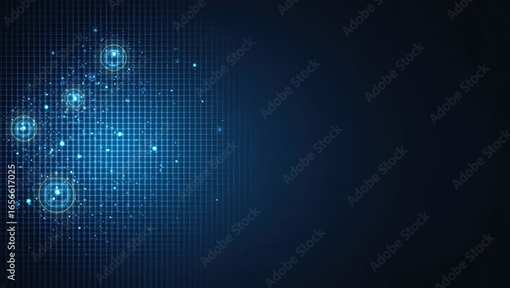Poster abstract digital graphic design with a grid pattern.