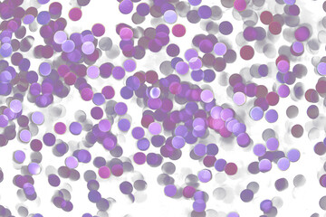 Light dots in a delicate dot matrix pattern with soft purple and white tones, randomly dispersed in natural fragmentation. Rendered on a transparent background as a PNG, creating a subtle glowing effe
