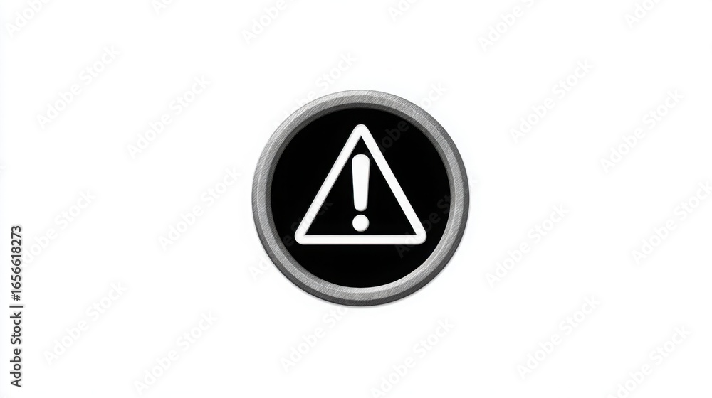 Poster striking black and white button featuring a triangle symbolizing digital control in modern technolog