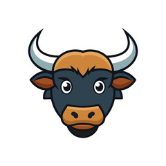 Cartoon Bull Head Mascot Logo Vector Angry Ox Face Illustration for Sports Team, Farming, Ranching, Branding and Graphic Design