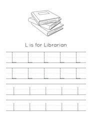 Minimalist Black and White Worksheet:  Practice Tracing Capital L Letters for Preschoolers.