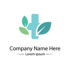 Modern and minimalist Health Logo Design with medical cross, leaf and simple color combined
