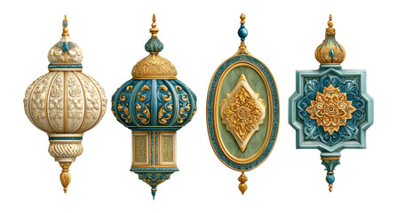 Obraz premium Decorative Element Set with Intricate Designs on Transparent Background