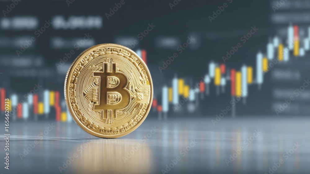Poster bitcoin coin representing digital currency in blockchain-audited price velocity divergence filter ic