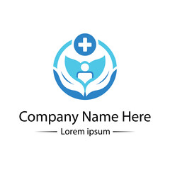Modern and minimalist Health Logo Design with medical cross, leaf and simple color combined