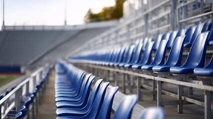 Fototapeta premium Empty stadium seating outdoor sports venue photography daytime wide angle loneliness and anticipation