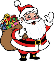 Santa Claus with a bag containing Christmas gifts vector eps 10