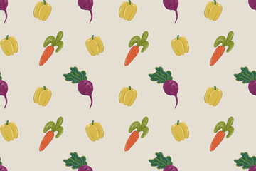 Colorful seamless pattern of vegetables perfect for Thanksgiving fabric design