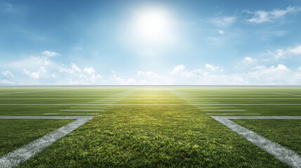 Obraz premium Exciting football match at green field stadium outdoor sports event bright day dynamic atmosphere