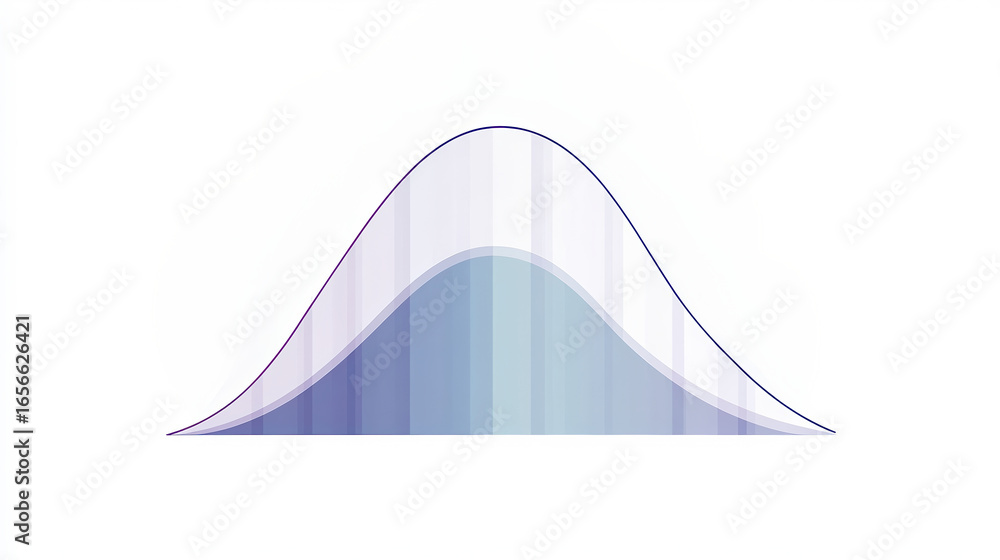 Aufkleber a minimalist graphic representation of a bell curve, showcasing smooth lines and a gradient of blue 