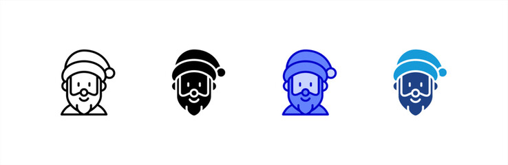 Santa Claus icon set multiple style collection.