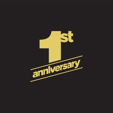 1st Anniversary or Birthday Vector Logo Illustration Design Template. Vector EPS 10.