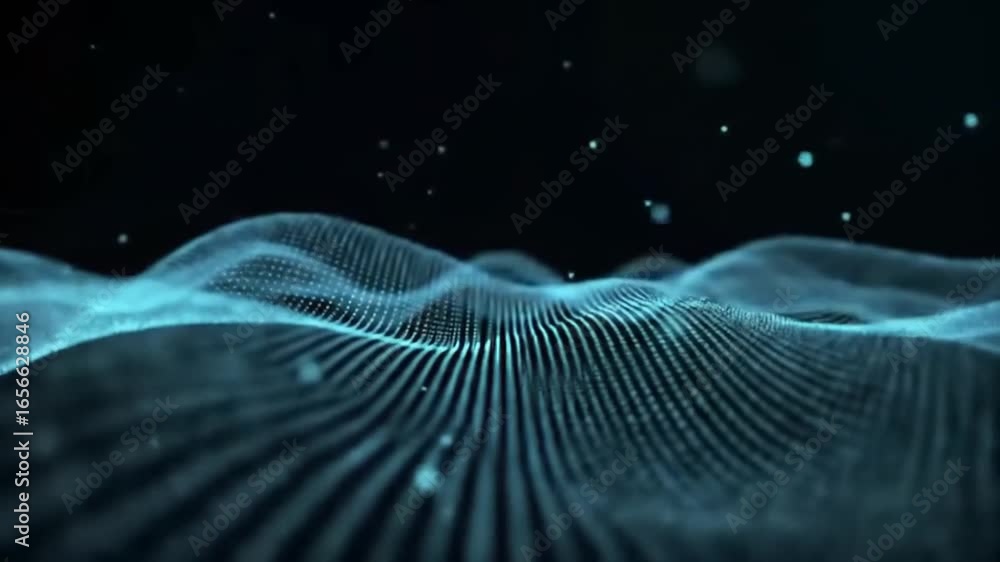 Poster undulating cybernetic waves pulsate in the digital void