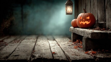 Spooky Halloween background with wooden planks and horror vibes