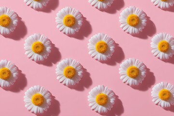 Obraz premium Elegant Daisy Pattern: A Pink Floral Delight