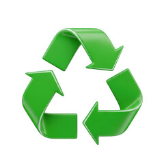 Obraz premium Green recycling symbol made of arrows, isolated on transparent background