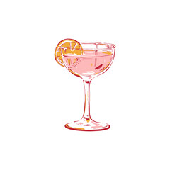 Minimalist vector illustration of a cocktail. Hand-drawn line art in modern style, stylish bar design on light background.