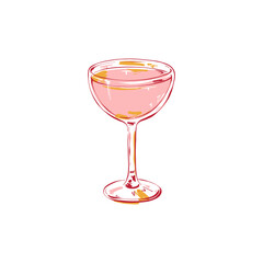 Minimalist vector illustration of a cocktail. Hand-drawn line art in modern style, stylish bar design on light background.