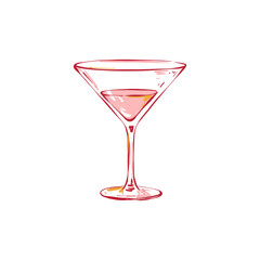 Minimalist vector illustration of a cocktail. Hand-drawn line art in modern style, stylish bar design on light background.