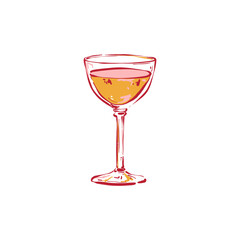 Minimalist vector illustration of a cocktail. Hand-drawn line art in modern style, stylish bar design on light background.