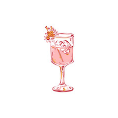 Minimalist vector illustration of a cocktail. Hand-drawn line art in modern style, stylish bar design on light background.