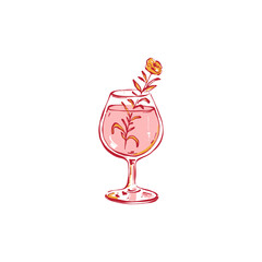Minimalist vector illustration of a cocktail. Hand-drawn line art in modern style, stylish bar design on light background.