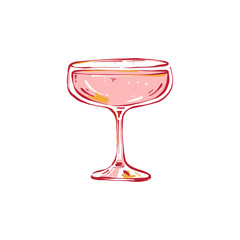 Minimalist vector illustration of a cocktail. Hand-drawn line art in modern style, stylish bar design on light background.