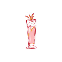 Minimalist vector illustration of a cocktail. Hand-drawn line art in modern style, stylish bar design on light background.