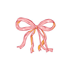 Minimalist vector illustration of a bow. Hand-drawn line art in modern style, decorative design element on light background.