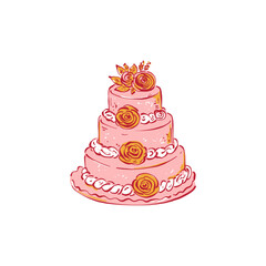 Minimalist vector illustration of a dessert. Hand-drawn line art in modern style, stylish sweet design on light background.
