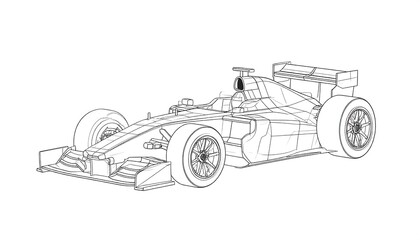 Monochromatic F1 race car sketch