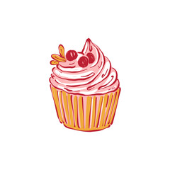 Minimalist vector illustration of a dessert. Hand-drawn line art in modern style, stylish sweet design on light background.