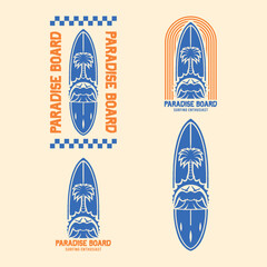 PARADISE BOARD vector vintage surf logo design and illustration design for surf merch