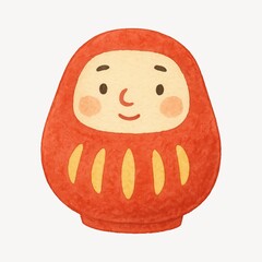 Fototapeta premium Cute traditional Daruma doll illustration.