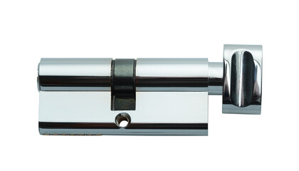Side view of metal door lock cylinder