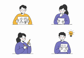 Creative Process and Idea Generation: Illustrations of People Thinking, Problem Solving, and Innovating