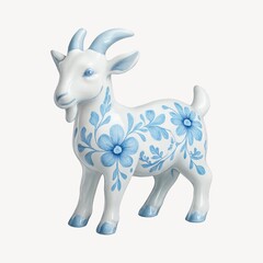 Decorative floral ceramic goat