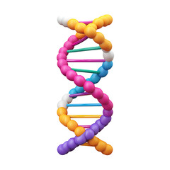 Colorful 3D DNA Strand Genetics and Science Illustration