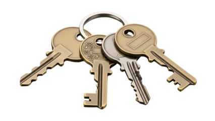 Bunch of keys isolated on transparent background