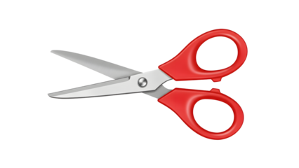 Red Handled Scissors Isolated on Transparent Background