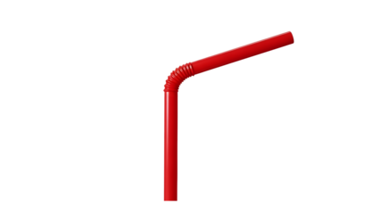 Close-up of a red plastic drinking straw isolated on a white background with a clipping path.