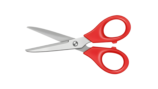 Red Handled Scissors Isolated on Transparent Background