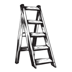A minimalist black and white illustration of a five rung ladder