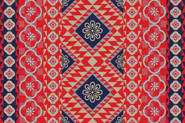 Seamless Ikat ethnic patterns in horizontal stripes, perfect for textile, fashion design, fabric printing, and home decor. Inspired by traditional weaving with modern color twist Ideal for background