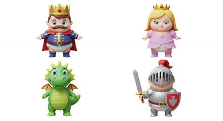 Naklejka premium Cute fantasy figurines display